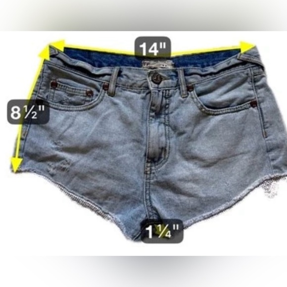 Free People Denim Shorts Lace Trim Boho Festival Cottagecore High Rise W 26 - Picture 8 of 12